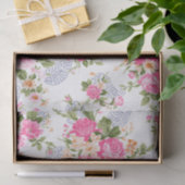 Papier Mousseline Fleurs beige et rose (Cadeau)