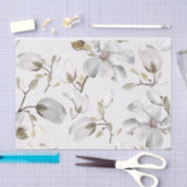 Papier Mousseline Fleurs blanches (Artisanat)