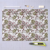 Papier Mousseline Fleurs blanches à la pièce Berries rouges Feuilles (Artisanat)