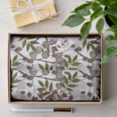 Papier Mousseline Fleurs blanches à la pièce Berries rouges Feuilles (Cadeau)