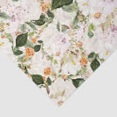 Papier Mousseline Fleurs blanches avec feuilles vertes (Détail)