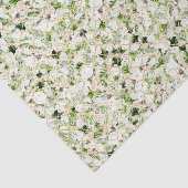 Papier Mousseline Fleurs blanches avec feuilles vertes 2 (Détail)