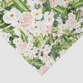 Papier Mousseline Fleurs blanches avec feuilles vertes 3 (Détail)
