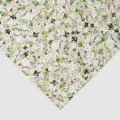 Papier Mousseline Fleurs blanches avec Feuilles verts 2 (Détail)