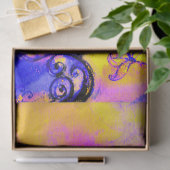 Papier Mousseline FLEURS BLANCHES Bleu Jaune Rose (Cadeau)
