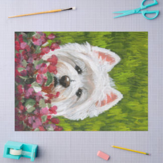 Papier Mousseline Fleurs blanches et roses