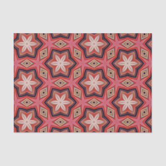 Papier Mousseline Fleurs blanches kaléidoscopiques géométriques sur  (Recto)