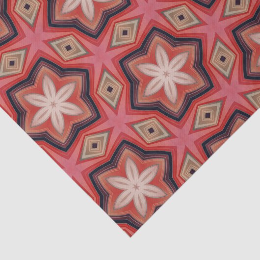 Papier Mousseline Fleurs blanches kaléidoscopiques géométriques sur (Détail)