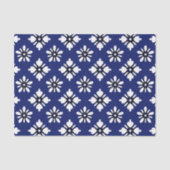 Papier Mousseline Fleurs blanches Katazome sur indigo (Recto)