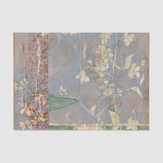 Papier Mousseline Fleurs blanches sur Arrière - plan de papier journ (Recto)