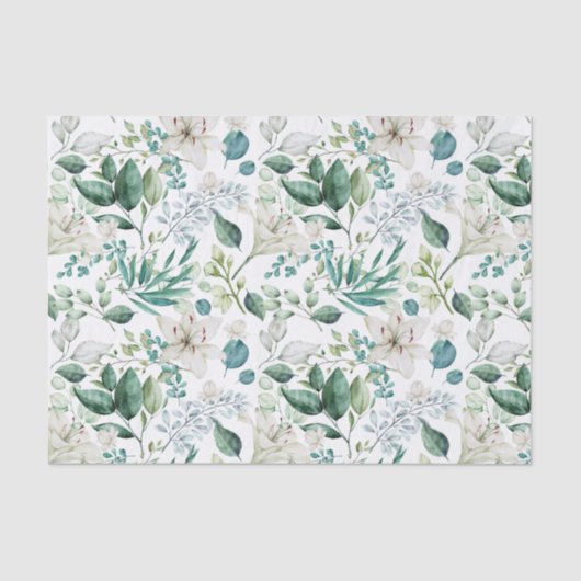 Papier Mousseline Fleurs blanches verdure Fête de mariage  (Recto)