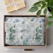 Papier Mousseline Fleurs blanches verdure Shower de mariage  (Cadeau)