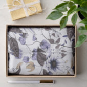 Papier Mousseline Fleurs bleu clair avec feuilles verts sans soudure (Cadeau)