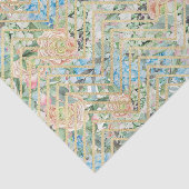 Papier Mousseline Fleurs bleu clair et rose (Détail)