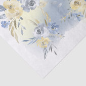 Papier Mousseline fleurs bleu jaune aquarelle bouquets (Détail)