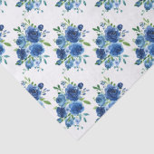 Papier Mousseline Fleurs Bleu Marine (Détail)