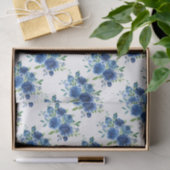 Papier Mousseline Fleurs Bleu Marine (Cadeau)