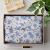 Papier Mousseline Fleurs bleues (Cadeau)