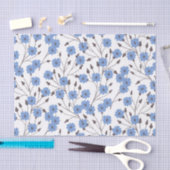 Papier Mousseline Fleurs bleues (Artisanat)