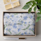 Papier Mousseline Fleurs Bleues (Cadeau)