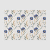 Papier Mousseline Fleurs Bleues Anniversaire (Recto)