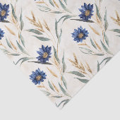 Papier Mousseline Fleurs Bleues Anniversaire (Détail)