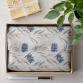 Papier Mousseline Fleurs Bleues Anniversaire (Cadeau)