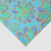 Papier Mousseline Fleurs bleues douces flottant dans une mer  (Détail)