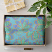 Papier Mousseline Fleurs bleues douces flottant dans une mer  (Cadeau)