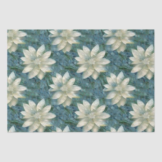 Papier Mousseline Fleurs bleues et blanches (Recto)