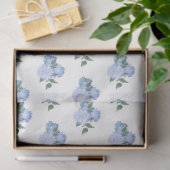 Papier Mousseline Fleurs bleues et Motif verdoyant (Cadeau)