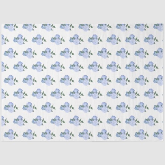 Papier Mousseline Fleurs bleues et Motif verdoyant (Recto)