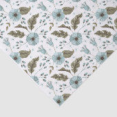 Papier Mousseline Fleurs bleues et vertes (Détail)