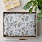 Papier Mousseline Fleurs bleues et vertes (Cadeau)