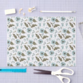 Papier Mousseline Fleurs bleues et vertes (Artisanat)