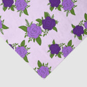 Papier Mousseline Fleurs bleues et violettes avec motif violet (Détail)