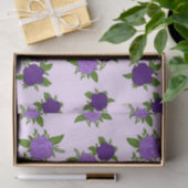 Papier Mousseline Fleurs bleues et violettes avec motif violet (Cadeau)
