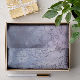 Papier Mousseline Fleurs Bleues Et Violettes Modernes Et Élégantes