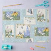 Papier Mousseline Fleurs bleues Fleurs de soleil Fleurs de libellule (Artisanat)