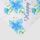 Papier Mousseline Fleurs Bleues Foncé Et Clair (Détail)