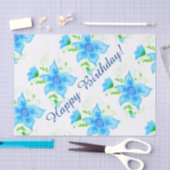 Papier Mousseline Fleurs Bleues Foncé Et Clair (Artisanat)