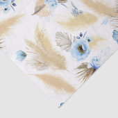 Papier Mousseline Fleurs bleues poussiéreuses et Pampas Grass Exotiq (Détail)