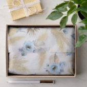 Papier Mousseline Fleurs bleues poussiéreuses et Pampas Grass Exotiq (Cadeau)