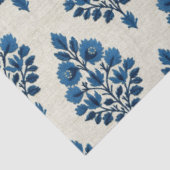 Papier Mousseline Fleurs bleues sur le découpage Motif en lin (Détail)
