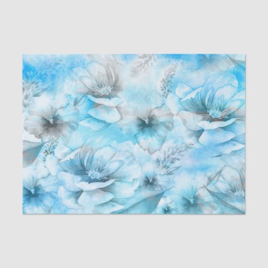 Papier Mousseline Fleurs Bleues Sur L'eau (Recto)