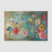 PAPIER MOUSSELINE FLEURS BOHO ET DÉCOUPAGE D'OISEAUX (Recto)