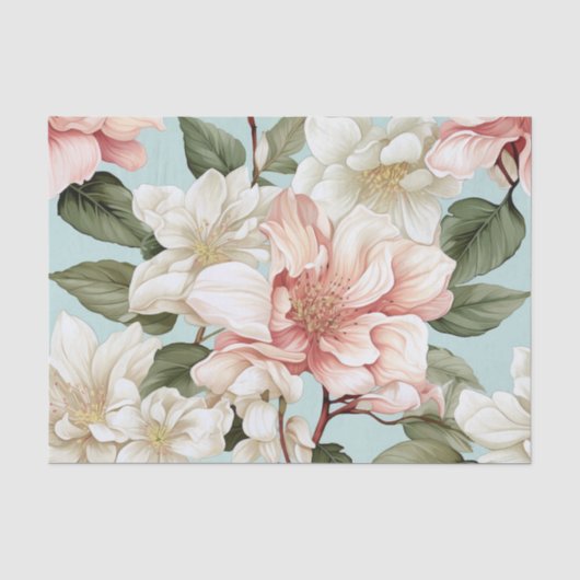 Papier Mousseline Fleurs botaniques vives  (Recto)