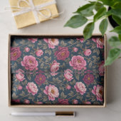 Papier Mousseline Fleurs Bourgogne et rose (Cadeau)