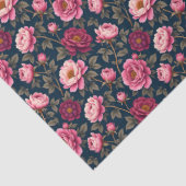 Papier Mousseline Fleurs Bourgogne et rose (Détail)