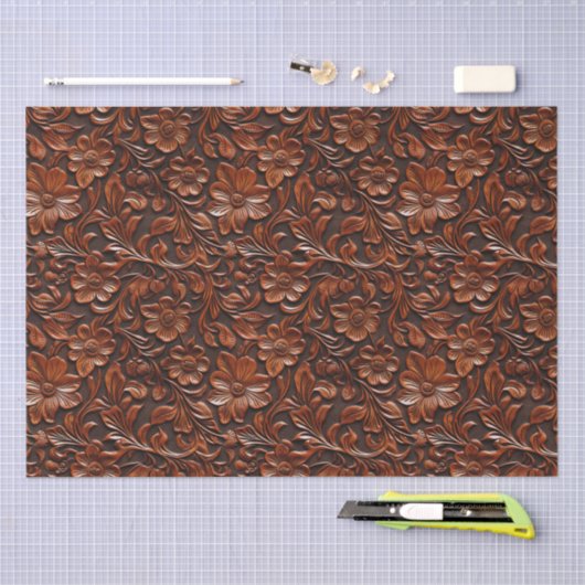 Papier Mousseline Fleurs Brown chaudes (Artisanat)